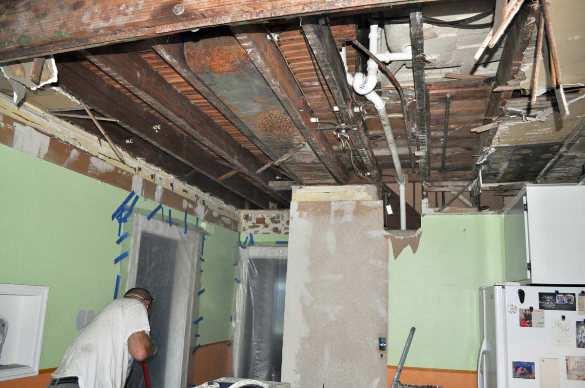Removing drywall, plaster, and lath ceilings under a drop ceiling