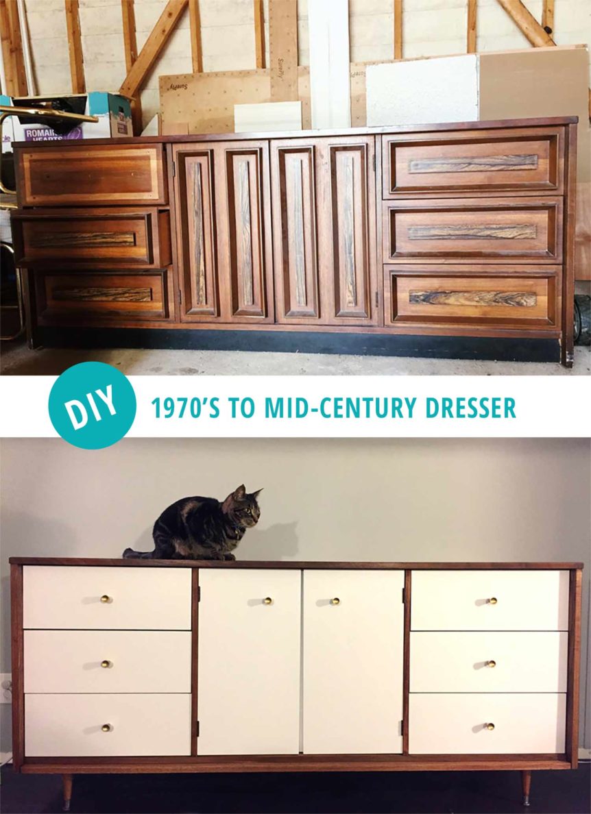 Turning a 1970's Dresser into a Mid-Century Dresser