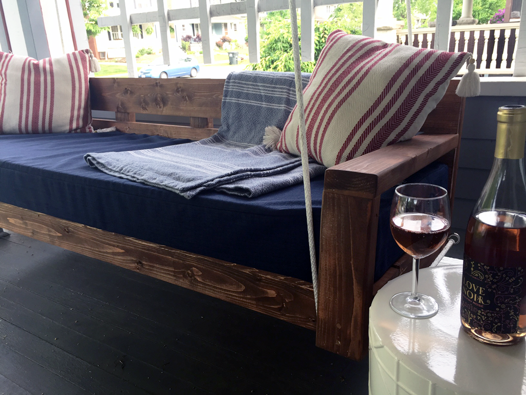 DIY hanging daybed with rose