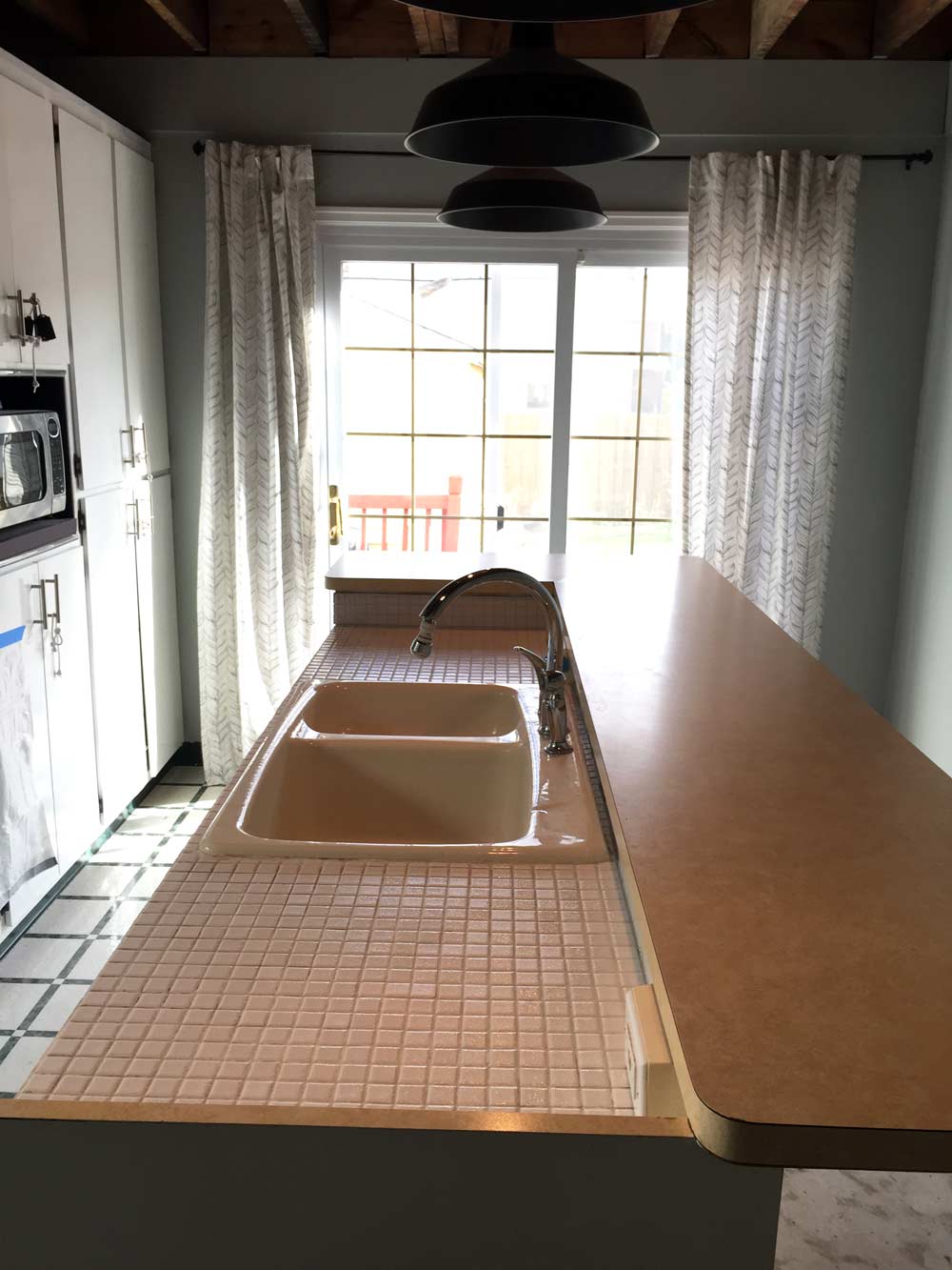 Tile countertops as a base for DIY feather finish concrete counters