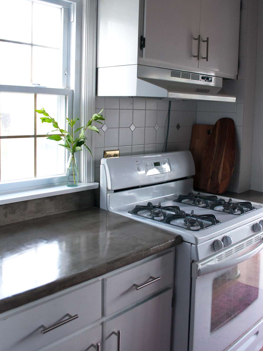 DIY feather finish concrete over tile counters