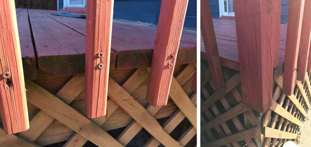 Incorrect screws on a deck railing