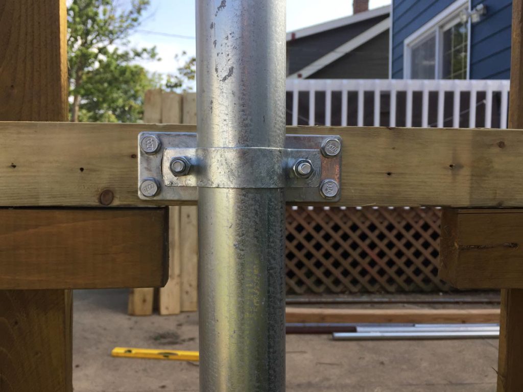 bracket to connect wood fence panels to a chainlink steel post