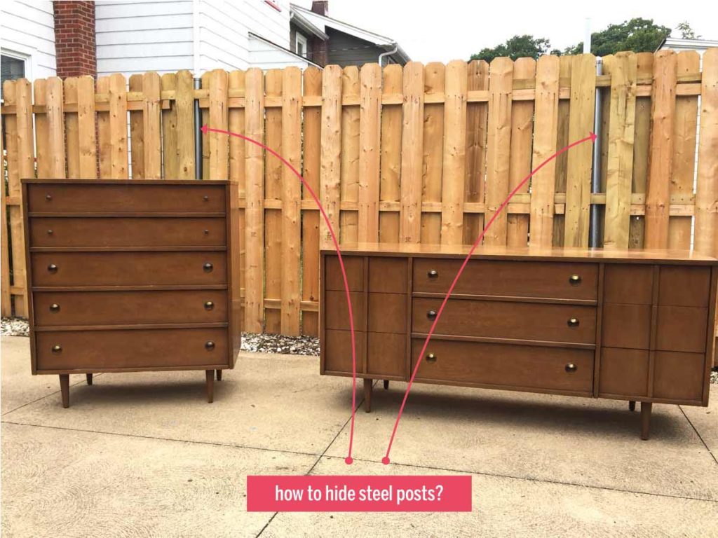 how to hide visible steel posts from converting a chainlink fence to a wood fence