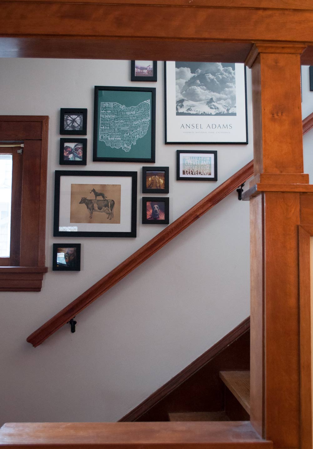 Easy stairway gallery wall using Amazon frames