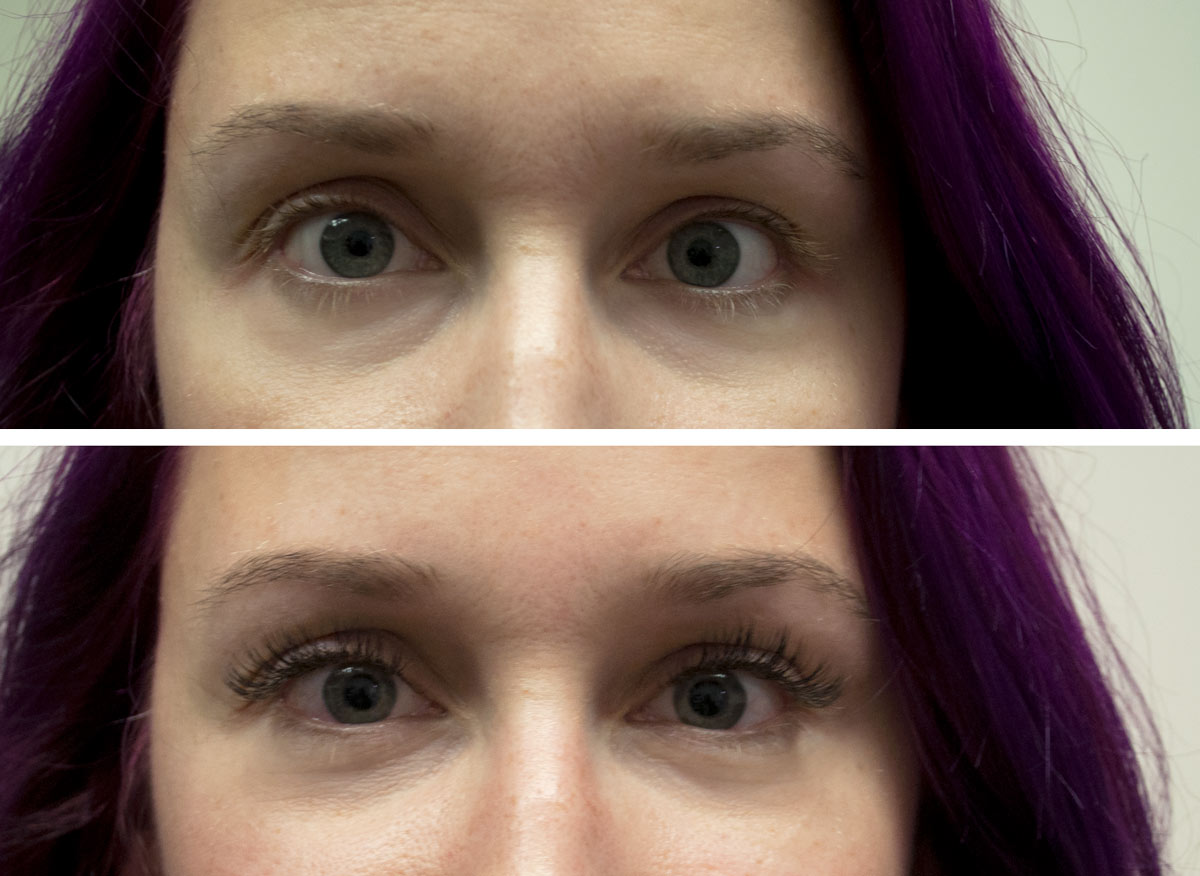  before and after lash extensions in Cleveland at Flawless Lash
