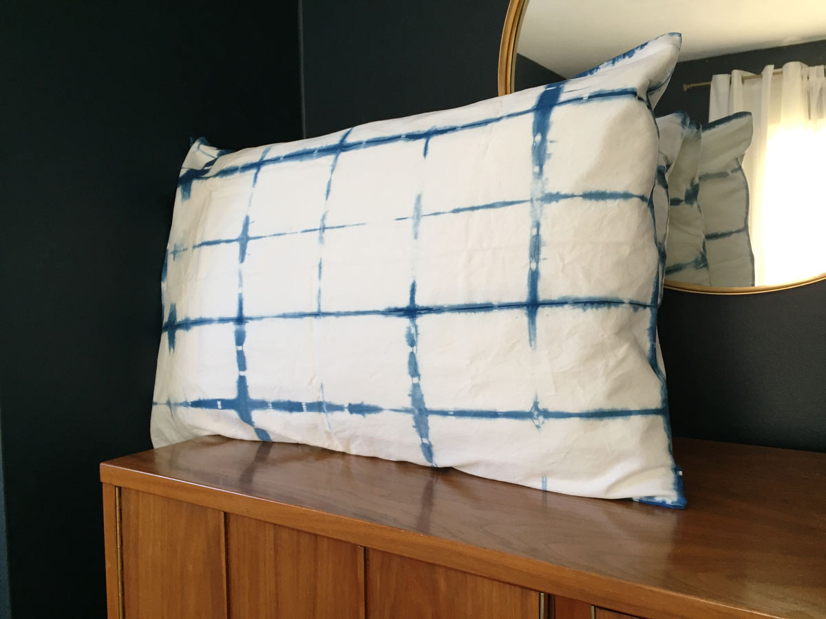 accordion fold shibori dye pillowcase