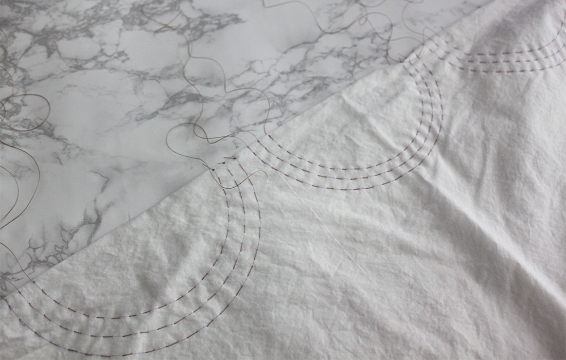 shibori folding patterns sewn