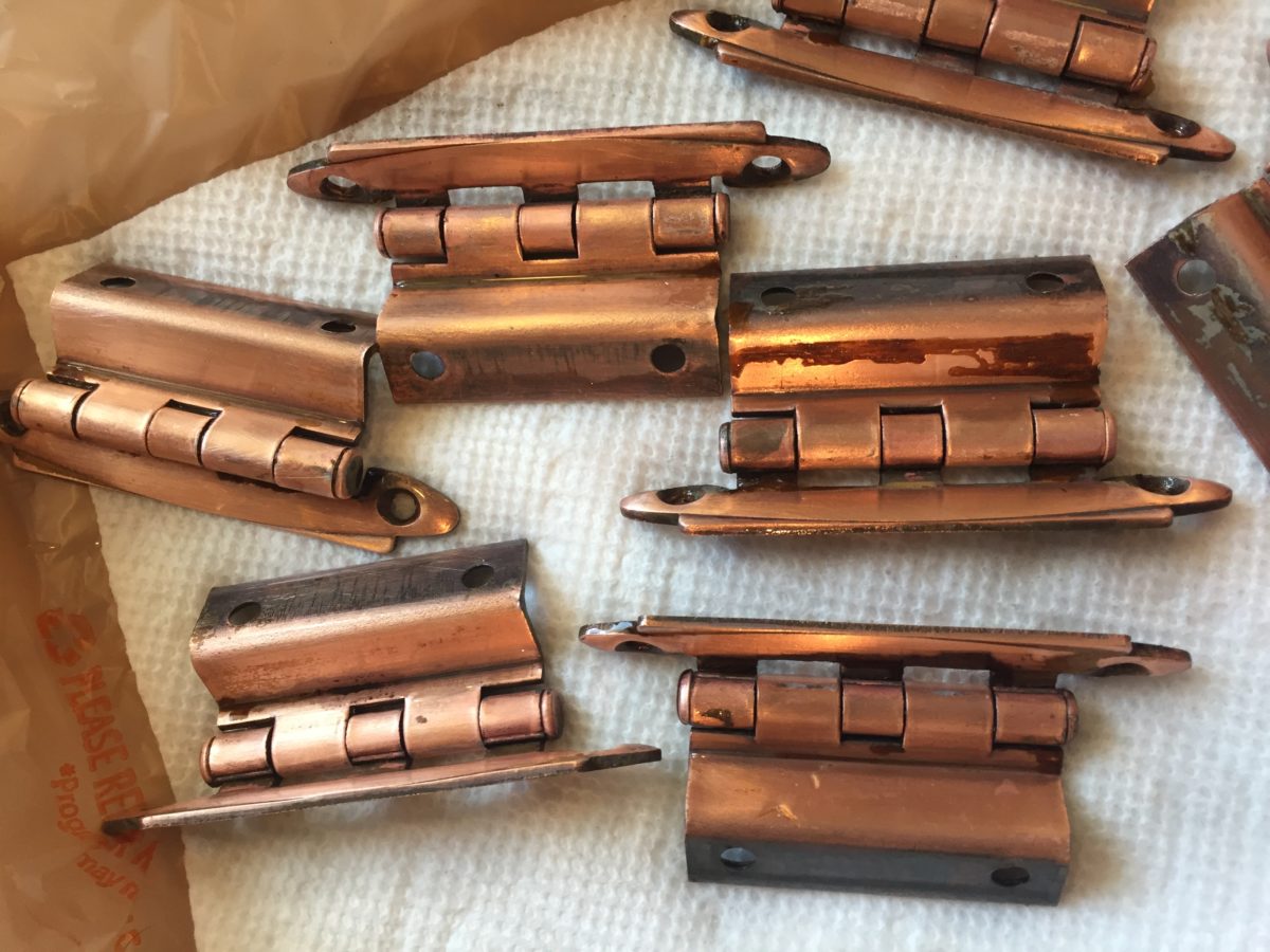 One Room Challenge Week Five Cleaning Original Hinges and Installing