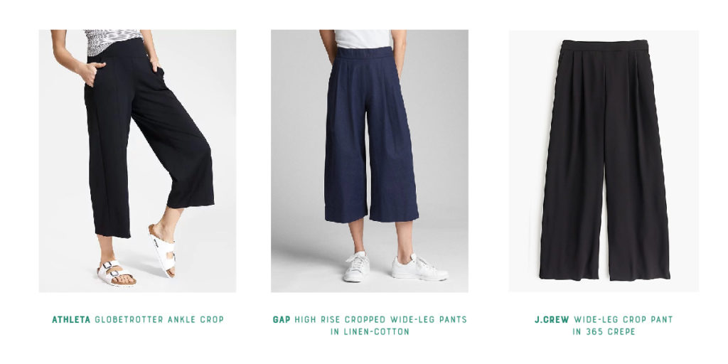 Travel Wardrobe: pull on wide leg cropped pants